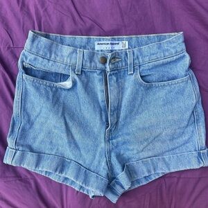 American Apparel Women's High Waisted Blue Denim Shorts 28